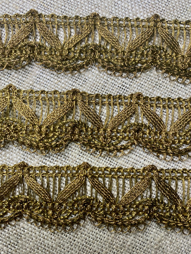 Antique Lacy Gold Metal Trim Loop With Picot Edge