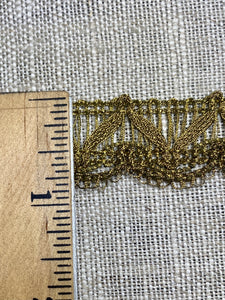 Antique Lacy Gold Metal Trim Loop With Picot Edge