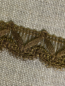 Antique Lacy Gold Metal Trim Loop With Picot Edge