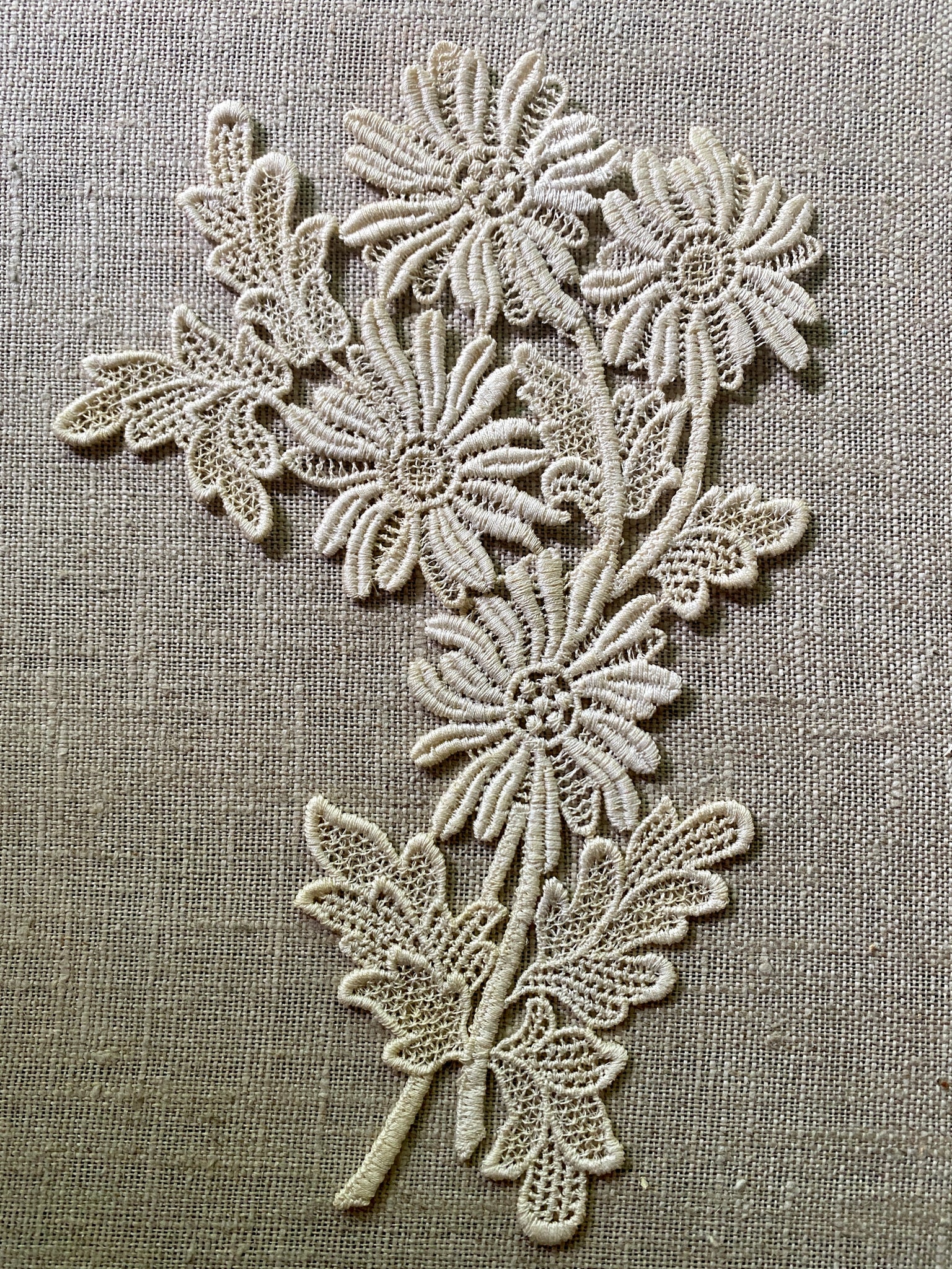 Pair of Schiffli Lace Floral Applique – Vintage Passementerie