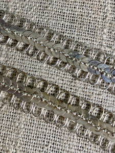 Antique French Silver Metal Sequin and Cord Trim