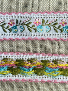 Vintage Floral Trim With Pink loop Edging Two Different
