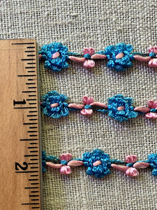 French Pink and Blue Rococo Antique Trim