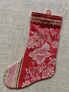Antique French Ticking Christmas Stockings