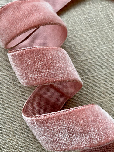 French Ashes of Roses Velvet Antique Ribbon