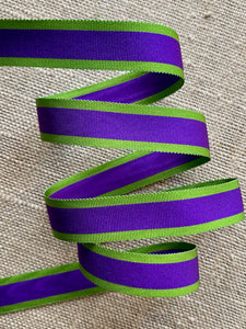 French Silk Moiré Antique Ribbon Suffragette Colors
