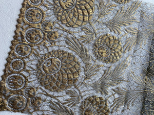 Antique French Gold Metal and Net Lace