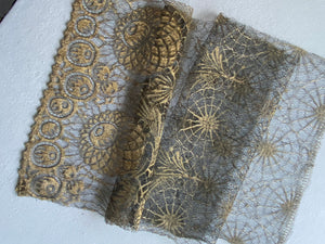 Antique French Gold Metal and Net Lace