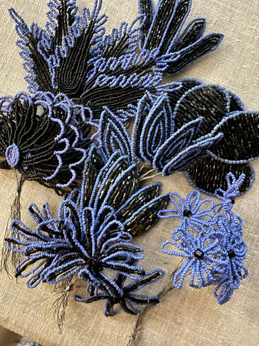 Antique French Beaded Leaves and Flowers