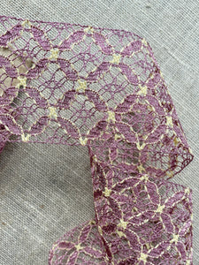 Antique French Lace Pink Metallic Trim