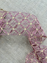 Load image into Gallery viewer, Antique French Lace Pink Metallic Trim