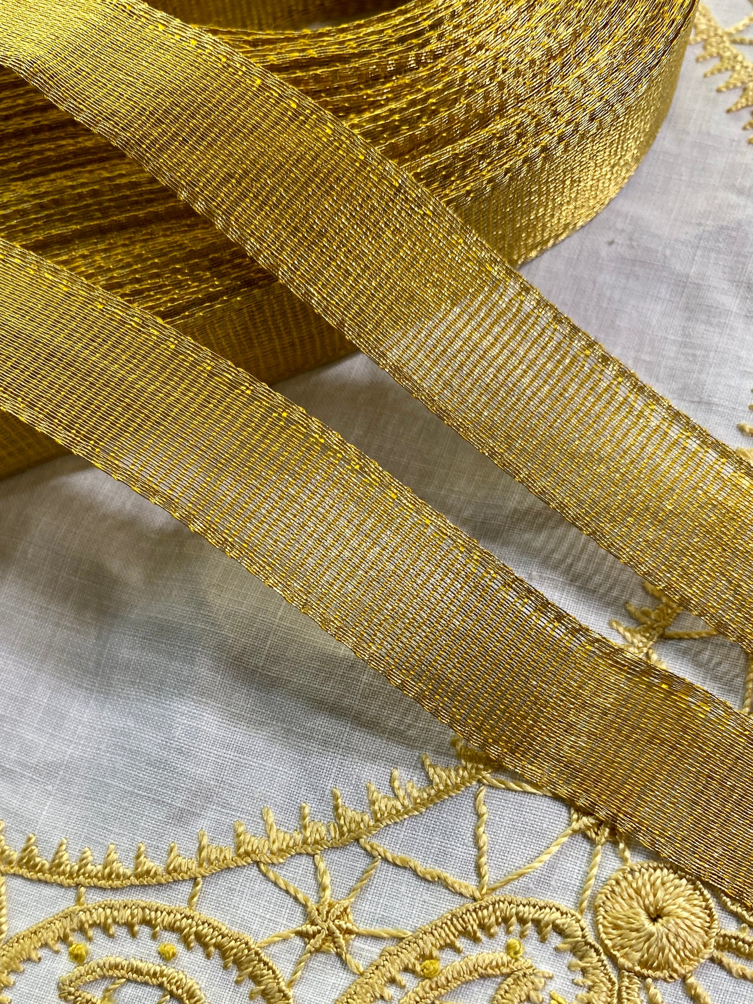 Antique French Ombre and Gold Metal Ribbon – Vintage Passementerie