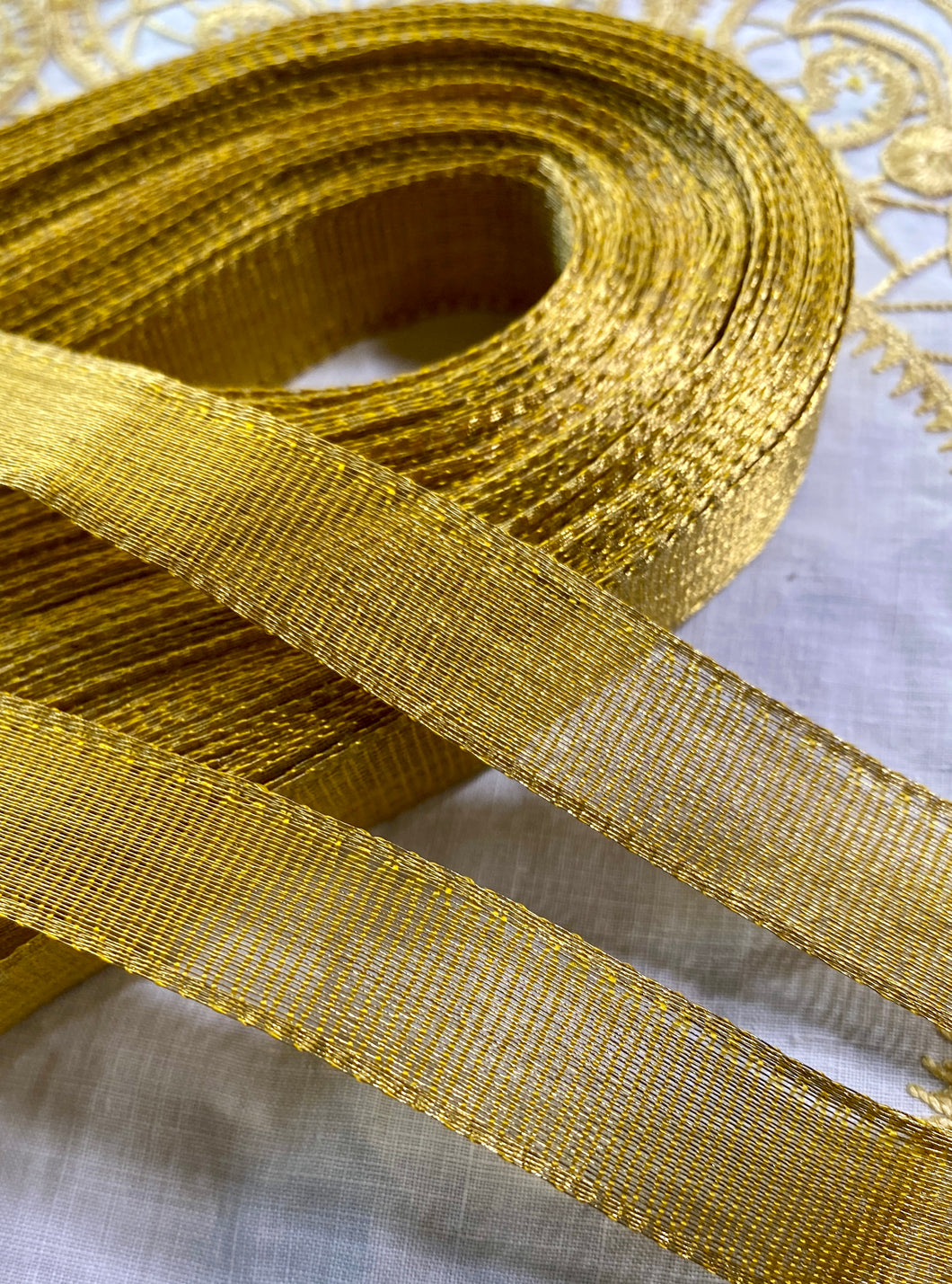 Vintage Ribbon French Gold Metal