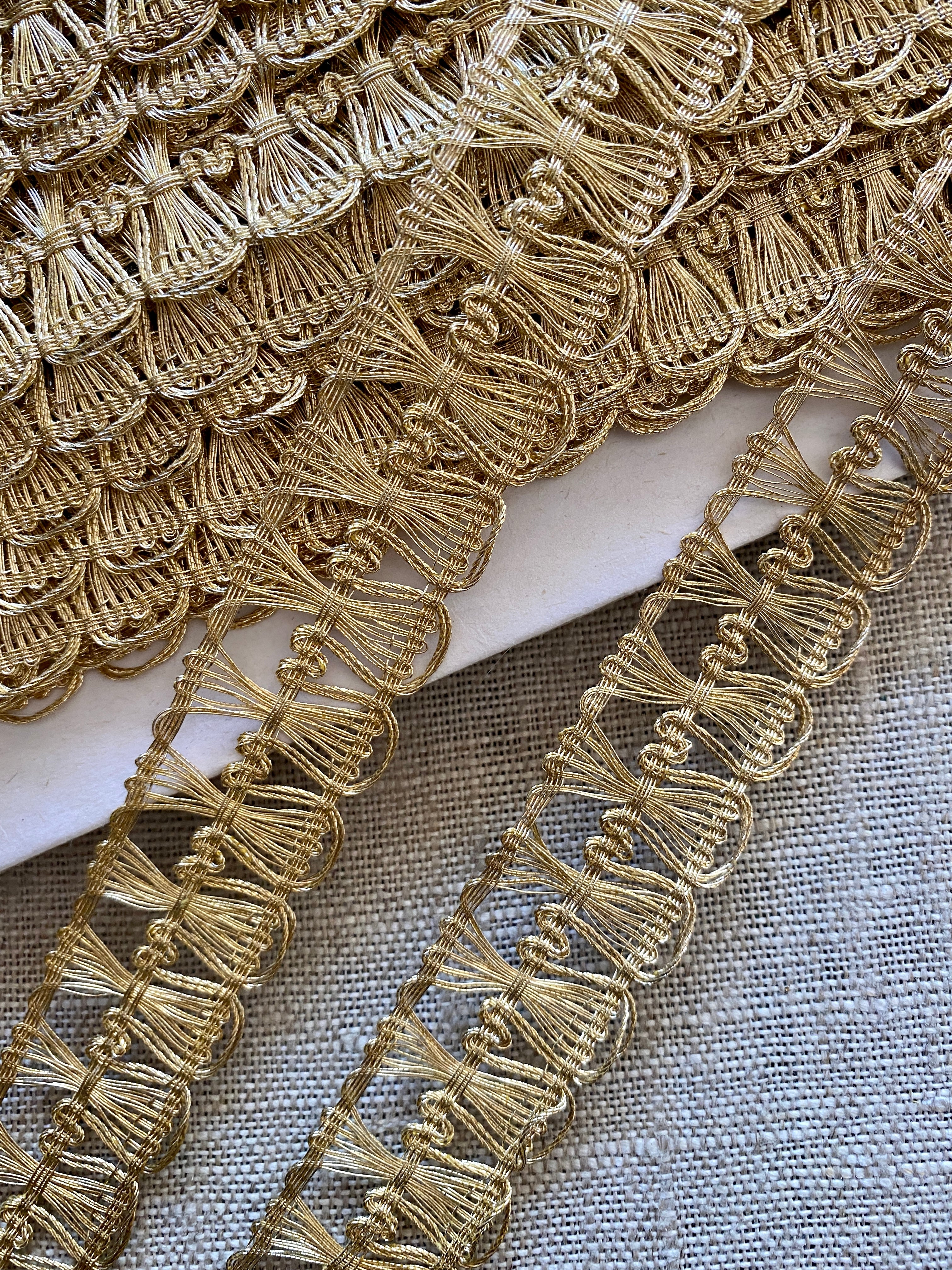 Gold Metal Lace Trim With Metal Cord - Germany – Vintage Passementerie