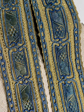 Load image into Gallery viewer, Peacock Blue and Gold Metal Antique Trim