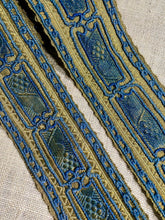Load image into Gallery viewer, Peacock Blue and Gold Metal Antique Trim