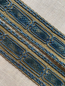 Peacock Blue and Gold Metal Antique Trim