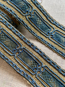 Peacock Blue and Gold Metal Antique Trim