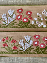 Load image into Gallery viewer, Vintage Woven Floral Ribbon Coral Daisies