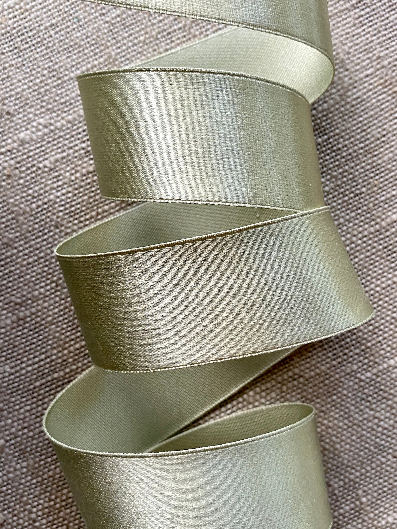 Dark Green Double Face Silk Satin Ribbon 24mm - Renaissance Fabrics