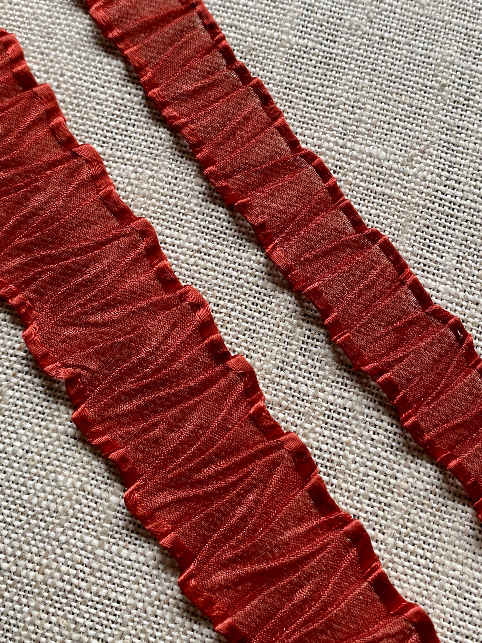 Organdy Ribbion Mokuba Pleated Organdy Ribbon with Satin Edges – Vintage Passementerie