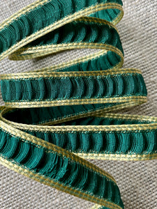 Vintage Plisse Ribbon Gold and Green