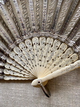 Load image into Gallery viewer, Antique French Fan Silver Metal Sequins