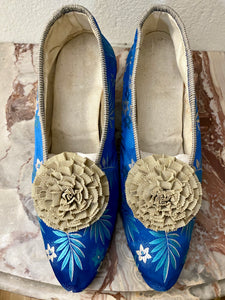 Antique Hand Made Silk Brocade Shoes