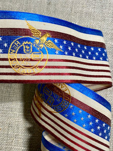 Antique French Ribbon with Woven Gold Eagle