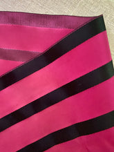 Load image into Gallery viewer, Antique French Ribbon in Shocking Pink with Black Stripes