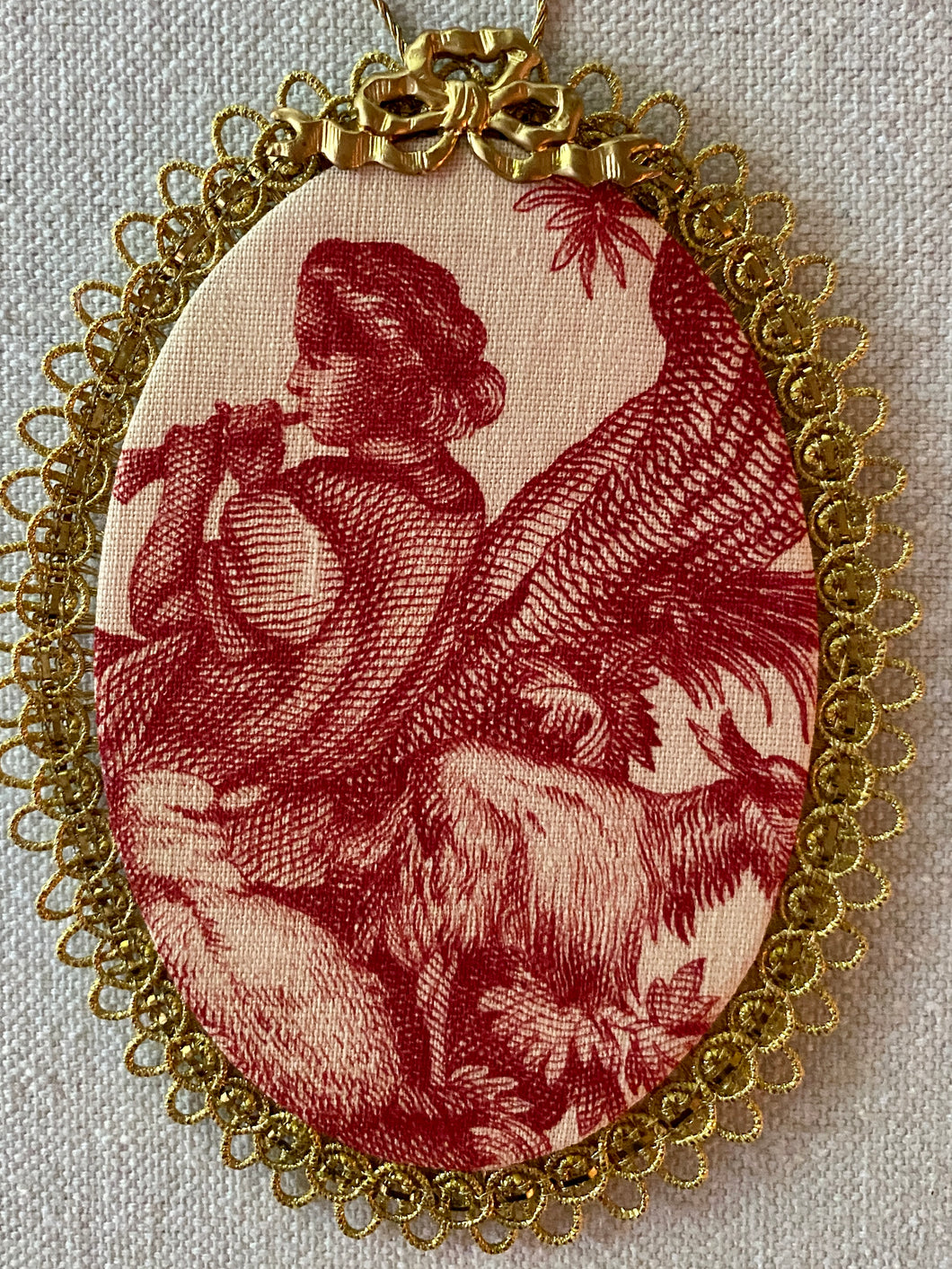 Antique French toile de Jouy Ornament