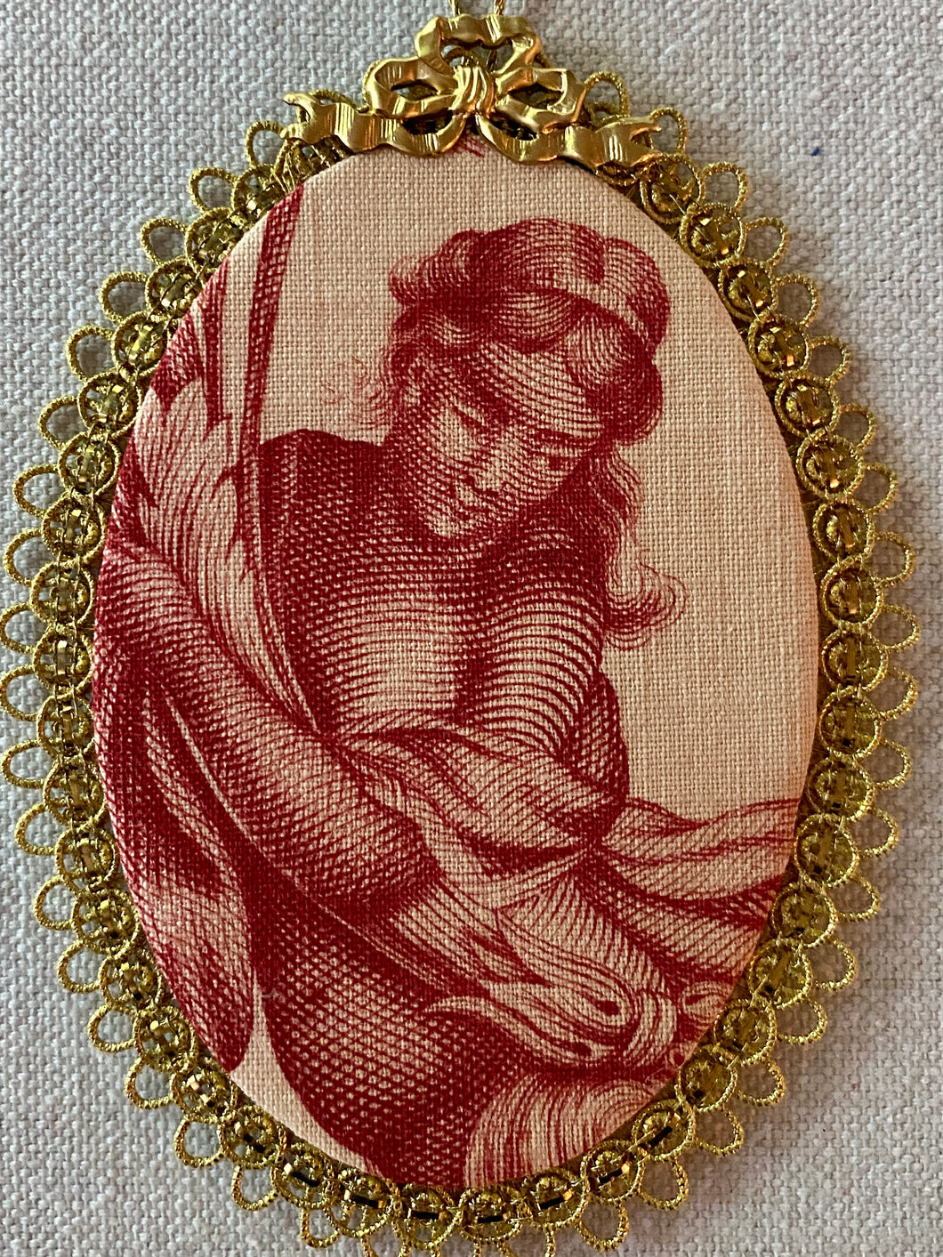 Antique French toile de Jouy Ornament