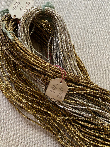 Antique Gold and Silver Metal Check Pearl Embroidery Cords