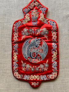 Antique Silk Satin Embroidered Hot Water Bottle Cover