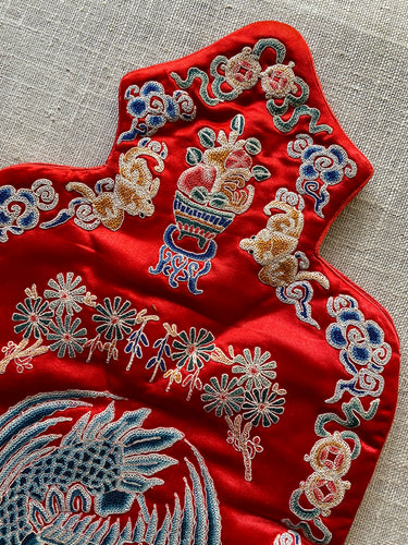 Antique Silk Satin Embroidered Hot Water Bottle Cover