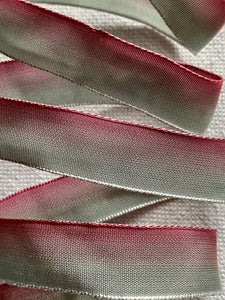 Vintage French Pink Celadon Ombre Ribbons with Copper Wire Edges