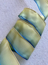 Load image into Gallery viewer, Vintage Pale Green and Blue French Ombre Ribbon with Copper Wire