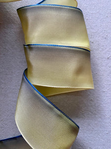 Vintage Pale Green and Blue French Ombre Ribbon with Copper Wire