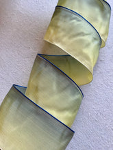 Load image into Gallery viewer, Vintage Pale Green and Blue French Ombre Ribbon with Copper Wire
