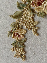 Load image into Gallery viewer, Antique French Hand Embroidered Silk Garland Applique