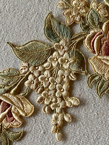 Antique French Hand Embroidered Silk Garland Applique