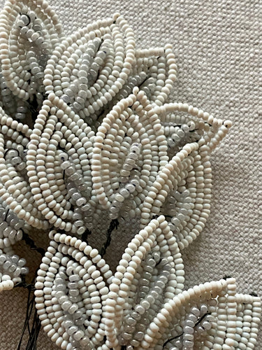 Antique French Beaded Leaves with Center Detail