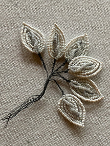 Antique French Beaded Leaves with Center Detail