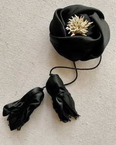 Black Satin Ribbon Rose and Buds