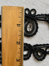 Load image into Gallery viewer, Antique Hand Sewn Yardage Black Applique Trim