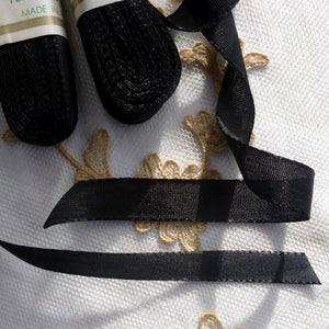 Vintage Ribbon by the Roll - Black Ribbon; 12 Yard Skein