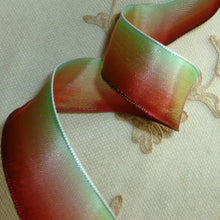 Load image into Gallery viewer, French Ombre Vintage Ribbon with Rust Green Ombre