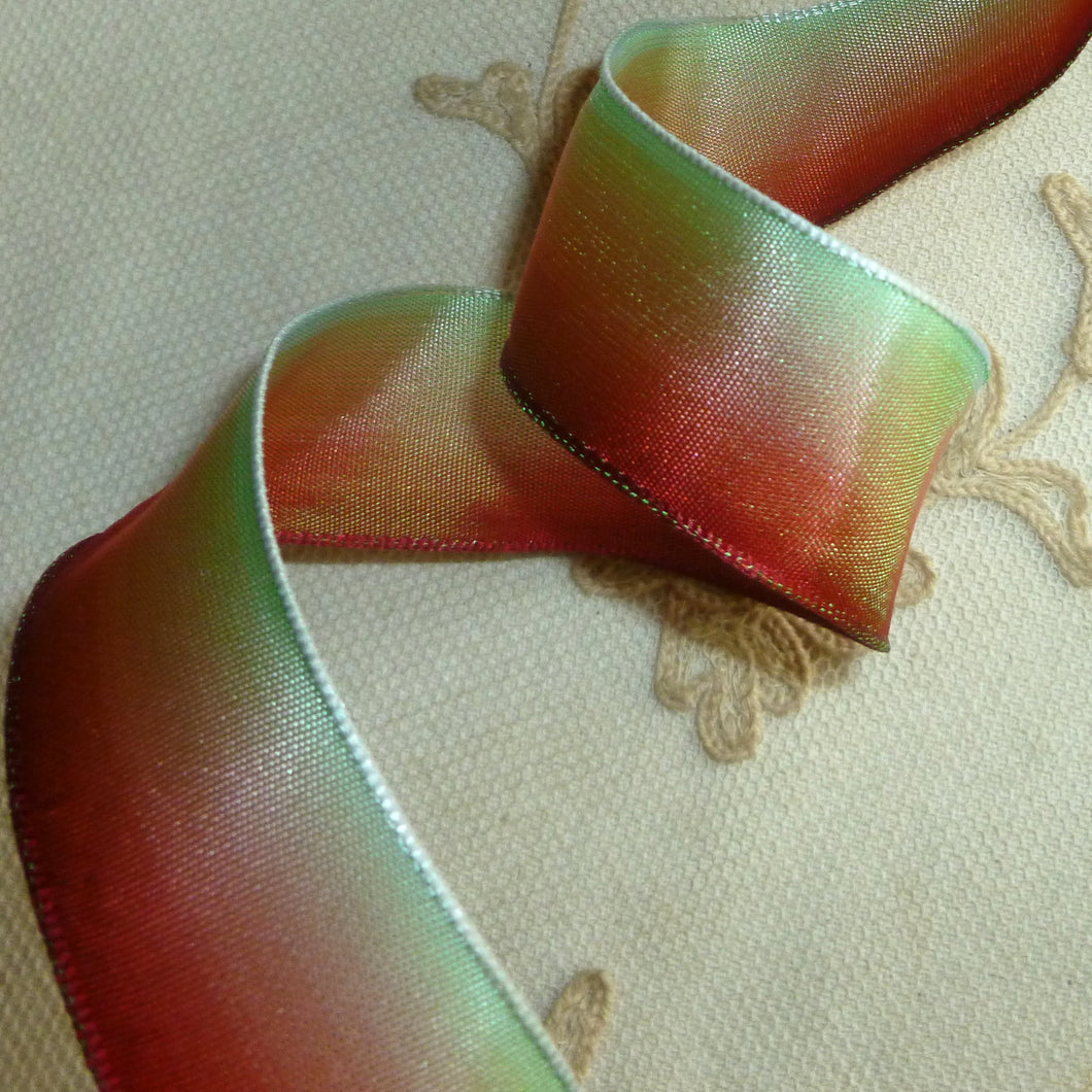 French Ombre Vintage Ribbon with Rust Green Ombre