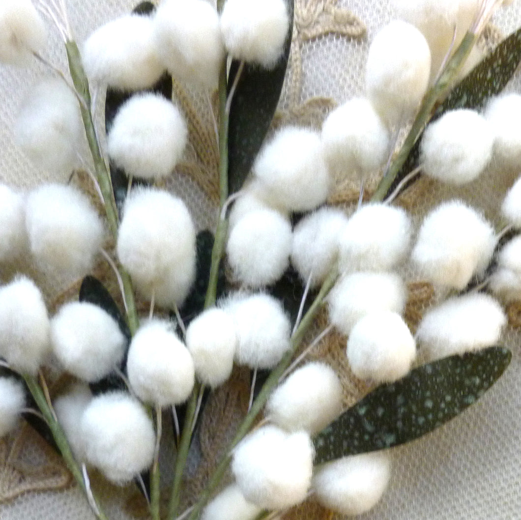 Mid Century Puffy cotton and Stamen Bouquet