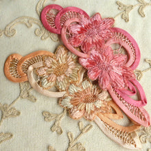 Load image into Gallery viewer, Hand Embroidered Silk Chenille and Bias Trim Applique